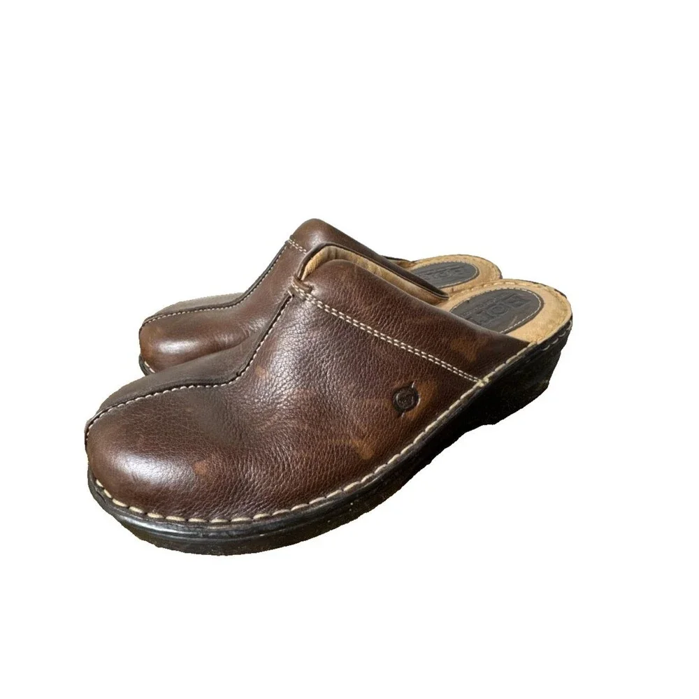 Born Women’s 10 EU 42 Brown Leather Mule Clogs Slip On Comfort Shoes Medium